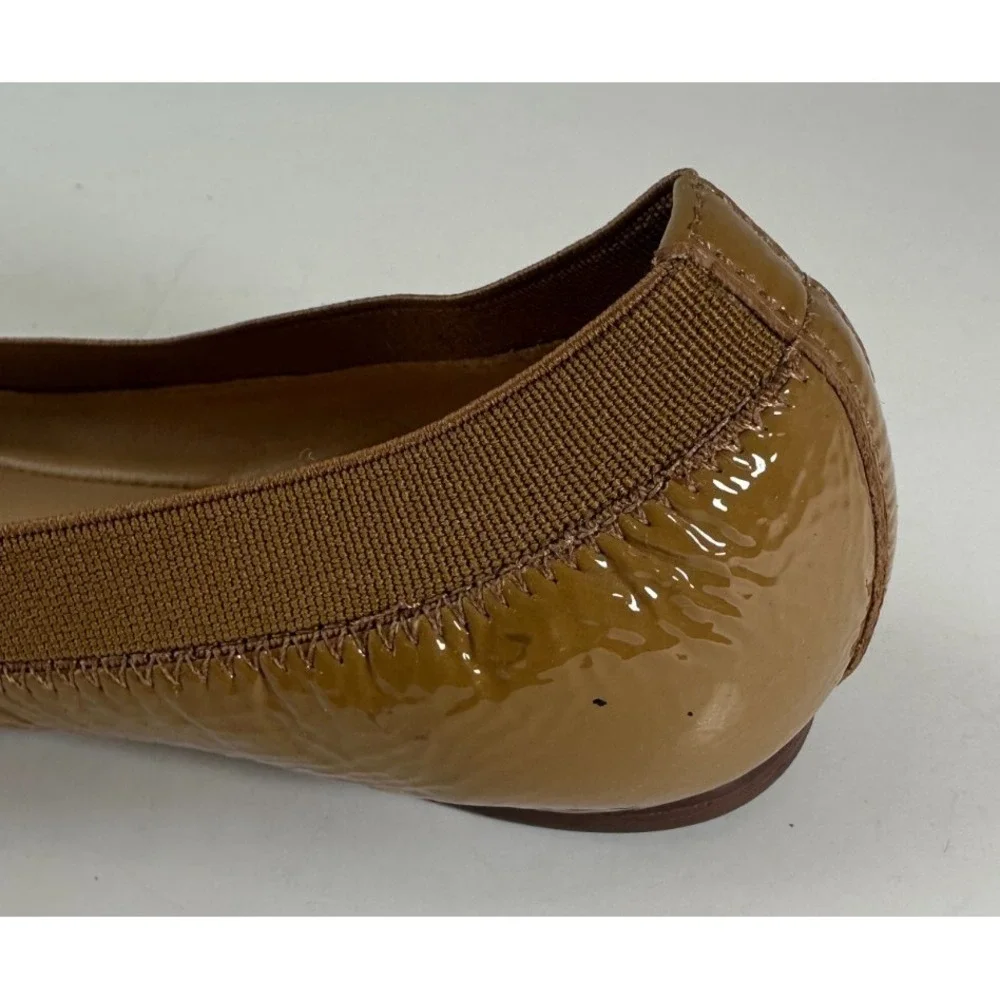 Tory Burch Caroline 2 Ballet Flats Tan Beige Patent Leather Ballerina Shoes 7 7M - Picture 11 of 16
